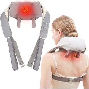Draadloze Nek en Schoudermassager met Warmte - Diepe Tissue Massage voor Pijnverlichting