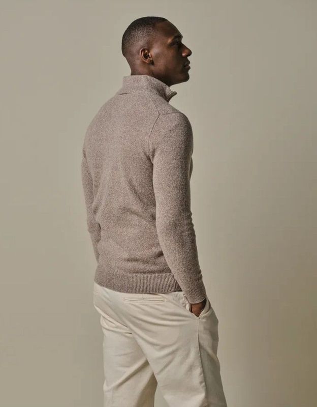 Profuomo - Half Zip Pullover - Beige - Wol Blend