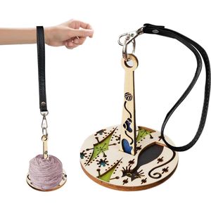 360° rotatie houten wolroller garenhouder met polsband - draagbare polshouder voor breigaren - voorkomt garenverwarring - cadeau voor breiliefhebbers