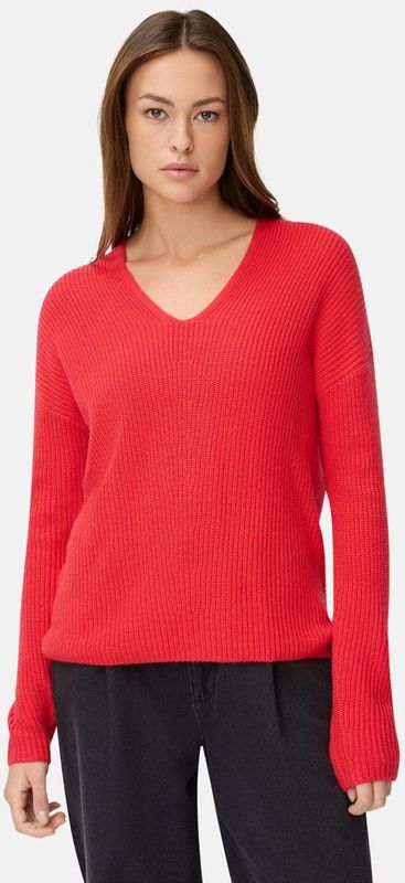 camel active Gebreide trui met V-hals - Maat womenswear-XXS - Vlamrood
