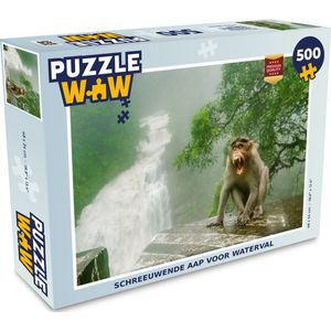 Puzzel Schreeuwende aap voor waterval - Legpuzzel - Puzzel 500 stukjes