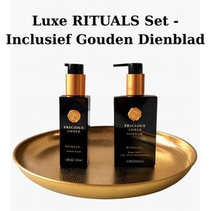 Rituals - Amber - Luxury Set - Handzeep 300 ml + Handbalm 175 ml + Gouden Dienblad - Hand Wash 300 ml + Handbalsem 175 ml