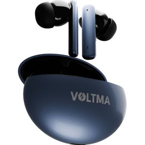Voltma® Sonic Volt Draadloze Oordopjes - Oortjes draadloos - IPX5 waterdicht - Earpods - Earbuds Wireless Met 4 Microfoons en 8 uur Speeltijd - Bluetooth Oordopjes met Metalen Behuizing Compatibel Voor IOS en Android (Metallic Blauw)