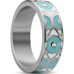 Evil Eye | 7 mm Babyblauwe Roestvrijstalen Ring