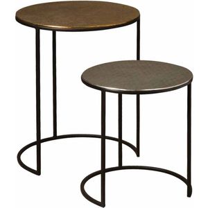 Tower living Iron side round table w alu top - set of 2