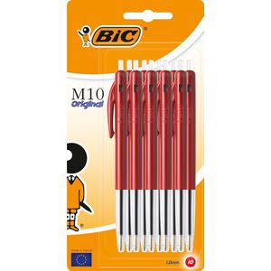 BIC M10 Original Balpennen met Kliksysteem - Rood - Pak van 10 stuks - Medium Punt 1 mm