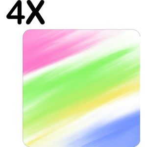 BWK Flexibele Placemat - Fel Gekleurde Vegen - Set van 4 Placemats - 40x40 cm - PVC Doek - Afneembaar