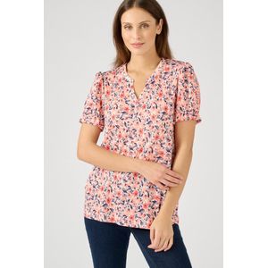 Damart - T-shirt in gebloemde crêpe met stretch - Dames - Roze - M