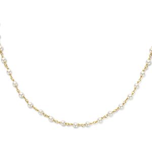 YO&NO - Ketting - Dames - Zilver Verguld - Synth. Parels - 40 + 5 cm - Sieraden Vrouw - Zilver 925