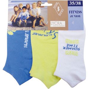 Junior Unisex enkelkousen fitness fantasie summer - 6 paar gekleurde sneaker sokken - maat 27/30