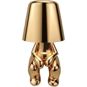 Gouden LED Tafellamp - Touch Dimbaar 3 standen - Nachtlampje - Gouden bureaulamp - Zitten