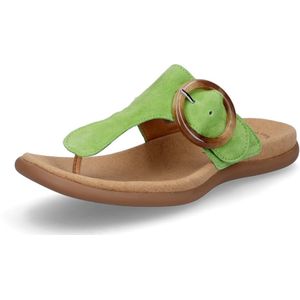 Gabor - Dames Teenslippers - Groen - Leer - Met Klittenbandsluiting