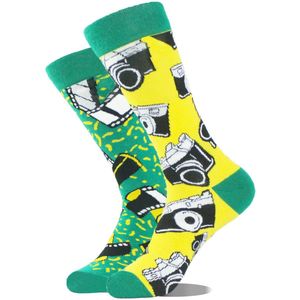 Sokken met camera print - maat 38-45 - katoen - mismatched sokken