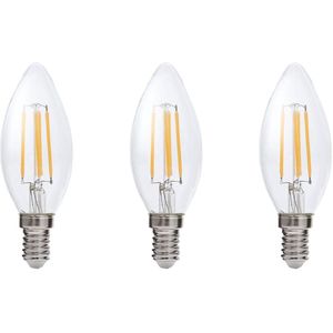 Kobi - LED Filamentlamp E14 - Warm Wit - 4W - 470lm - 3000K - Kleine Bolvorm - 3 Stuks