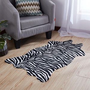 Vloerkleed zebra print - 75x110 CM - Dierenvel zebravel zebrahuid Vloerkleed tapijt zwart wit strepen