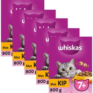 Whiskas Droogvoer 7+ Kattenbrokken - Senior - Kip - doos 5 x 800g