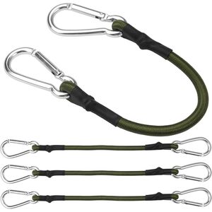 Rubber Spanbanden met Karabijnhaak 30cm - Groen - Set van 4 - Voor Luifels, Dekzeilen, Fietsen, Auto's, Lading