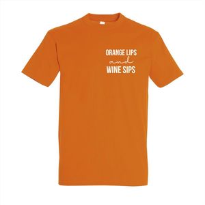 Shirt Oranje - Koningsdag shirt met tekst - Maat XXL - Orange lips and wine sips