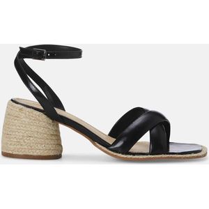 Mangará Marica Dames sandalen Raffia en Leer - Zwart - Maat 42