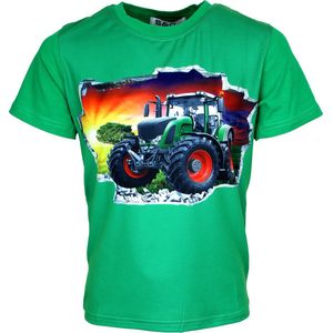 S&C Shirtje Tractor zon groen Kids & Kind Jongens Groen - Maat: 86/92