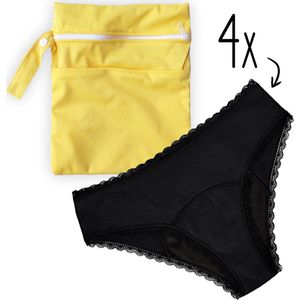 4 Menstruatie ondergoed kant rondom S met waszak