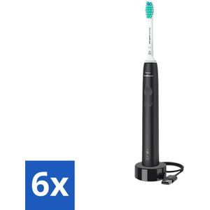 6 x Philips Sonicare - Elektrische Tandenborstel - Power Series 3100 Zwart - HX3671/14 - Elektrische Tandenborstel - Philips Sonicare - Tandenborstel - Tandenplak Verwijderen - Sonische Technologie