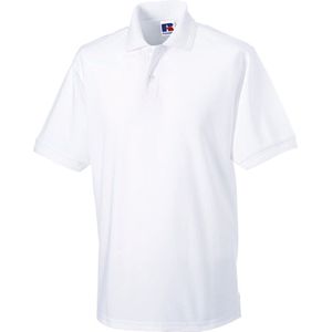 Men's Hardwearing Polycotton Poloshirt 'Russell' White - XL