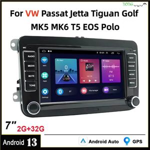 7inch Android 13 2+32G Auto Radio for VW Passat/Jetta/Tiguan/Golf MK5 MK6/T5/EOS/Polo | GPS Navigatie Head Unit met Draadloos CarPlay, Android Auto, Bluetooth, WiFi en Achteruitrijcamera