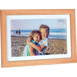 Digitale Fotolijst - 10 Inch - Wifi - Houten Lijst - Frameo-app
