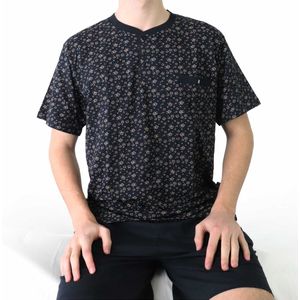 MEQ Heren Shortama - Geometrisch Patroon - Navy Blauw - Maat S