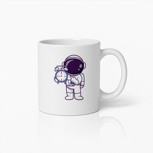 Astronaut Wekker Mok – Grappige Ruimte-Thema Koffiebeker met Cartoon Ontwerp