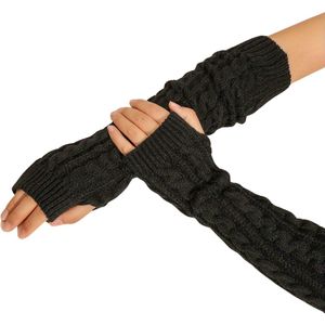 Livano Polswarmers - Armwarmers Dames - Duimopening - Wol - Armstukken - Winter - Zwart