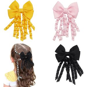 3 stuks spiraalvormige haarstriamers met dubbele strik en opgerolde pony - voor meisjes en vrouwen