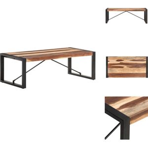 vidaXL Salontafel Industriële Stijl - 120 x 60 x 40 cm - Massief Acaciahout en Rubberwood - Sheesham Afwerking - Bruin/Zwart - Tafel