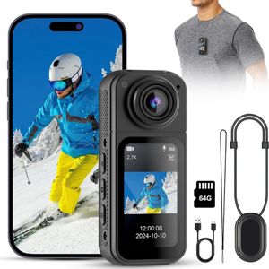 Bodycam - Action Cam - Bewegingsdetectie - 180º Draaibare Lens - Bodycam Politie - Spycam - Full HD - Zwart