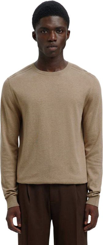 Selected Homme - SLHBERG CREW NECK B - Heren Trui - Bruin - Regular Fit