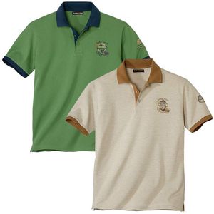 ATLAS FOR MEN - Set van 2 polo’s van piquéstof - Heren - Verkrijgbaar in grote maten - 5XL