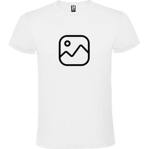 Wit  T shirt met  "" Geen foto icon "" print Zwart size XS