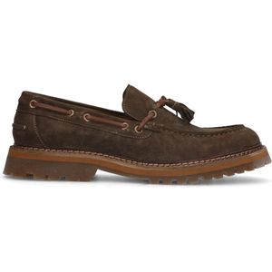 Manfield - Heren - Bruine leren loafers - Maat 42