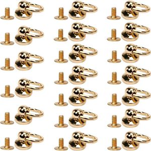 Messing studs schroefring klinknagels set van 20 stuks met ring 8 mm - Gouden klinknagels voor decoratie van leren tassen