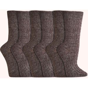 Gebreide sokken | Noble Classic | Alpacawol | Dames & Heren | Bruin | 6 paar