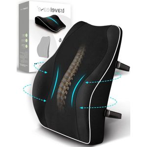 Zitkussen orthopedische Ergonomisch Lendensteun Kussen - Traagschuim - Autostoel Bureaustoel Gamestoel - Antistatische Hoes - Dubbele Verstelbare Banden - Zwart zitkussen orthopedische