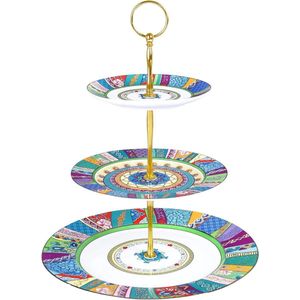 3 Tier Porselein Cupcake Stand Groene Dessert Stand Cake Tower Tea Cake Stand Verjaardag Baby Shower - Vintage