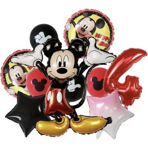 Mickey Mouse ballonnen pakket cijfer 4 - Mickey Mouse versiering - Mickey Mouse - Jomazo