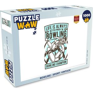 Puzzel Bowling - Sport- Vintage - Legpuzzel - Puzzel 1000 stukjes volwassenen