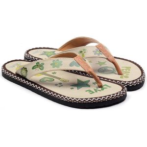 GOBY Peace Love Slippers - Sandalen – Handgemaakt – Premium Kwaliteit – Maat 36