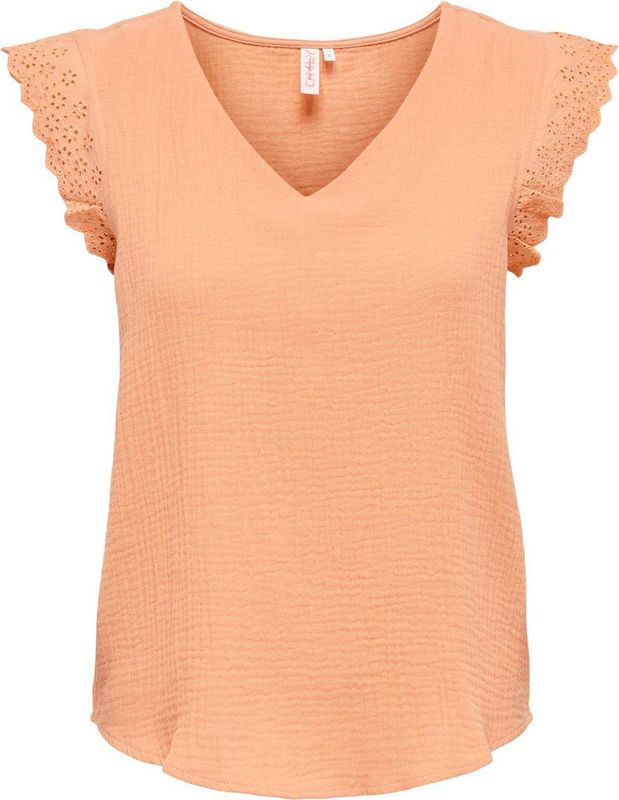 Only - Onlthyra SL Mix Top WVN - T-shirt - Oranje - Dames