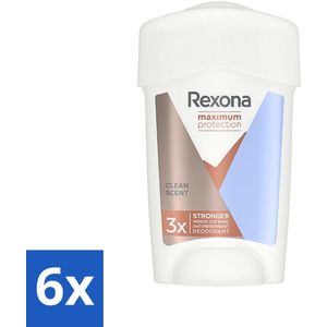 Rexona - Deodorant Stick - Women Maximum Protection Clean Scent - Anti-transpirant - 45 ml - Voordeelverpakking - 6 stuks