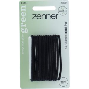 Zenner Bamboo - 15 bamboe elastieken zwart - haarelastieken metalfree - metaalvrije haarelastiekjes - metaalvrij - elastiekjes small