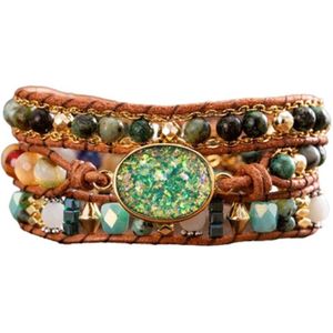 Marama - wikkelarmband Sparkling Green Opal - dames armband - Opaal - 50 cm - cadeautje voor haar